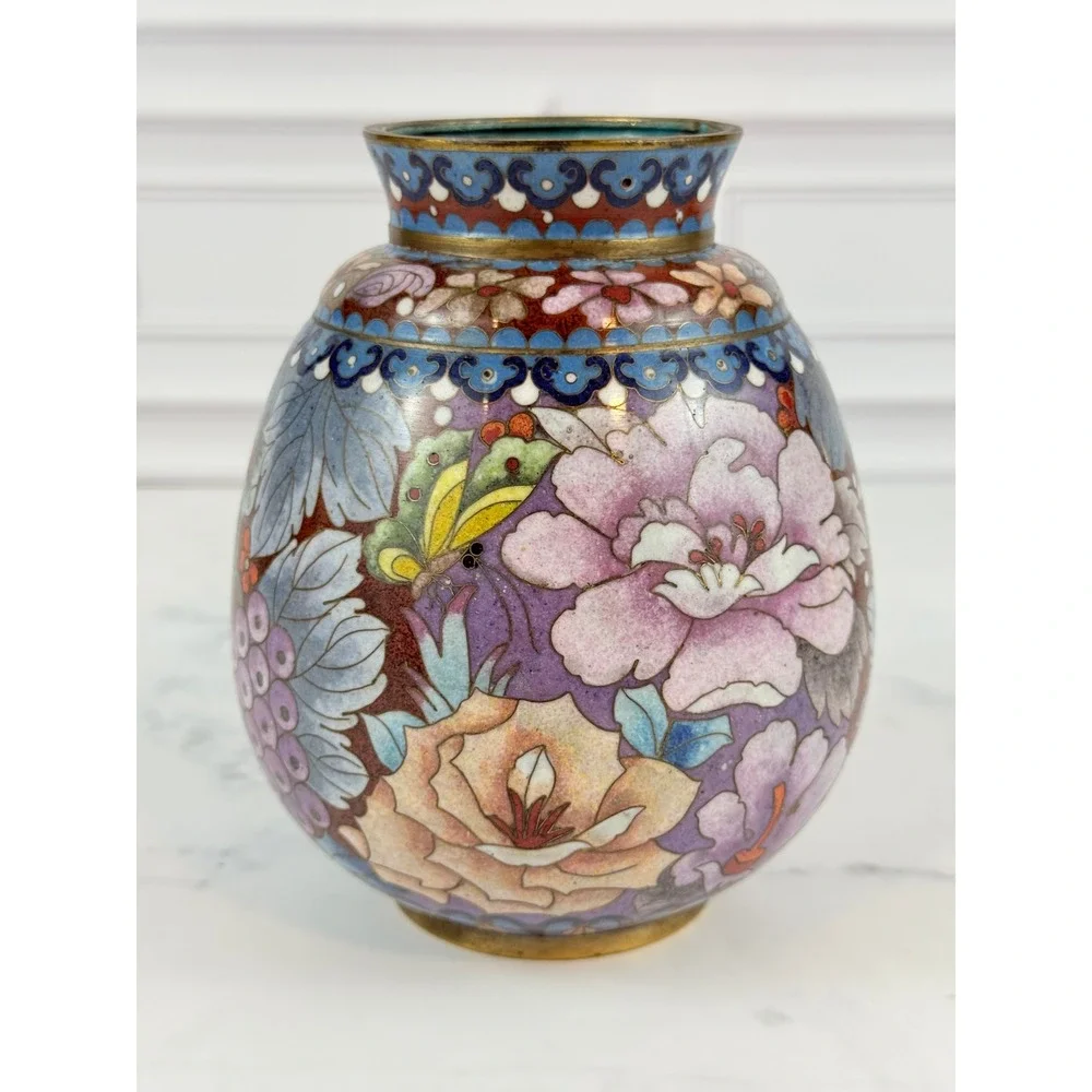 Vintage Brass Chinese Cloisonné 5 1/2